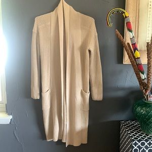 Kenneth Cole Reaction Poly Blend Taupe Midi Open sweater - size S